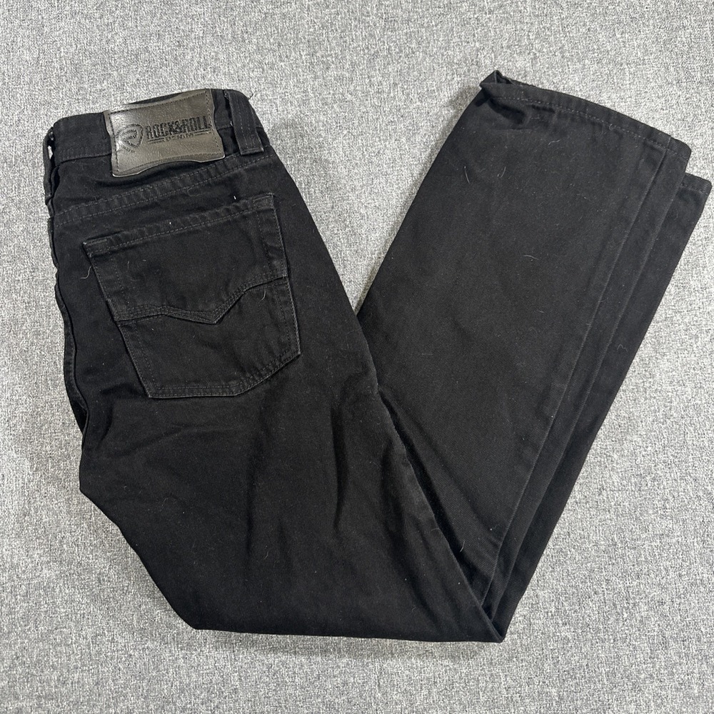 Rock & Roll Denim Revolver Straight Black Jeans Mens 29x30 Slim Straight
